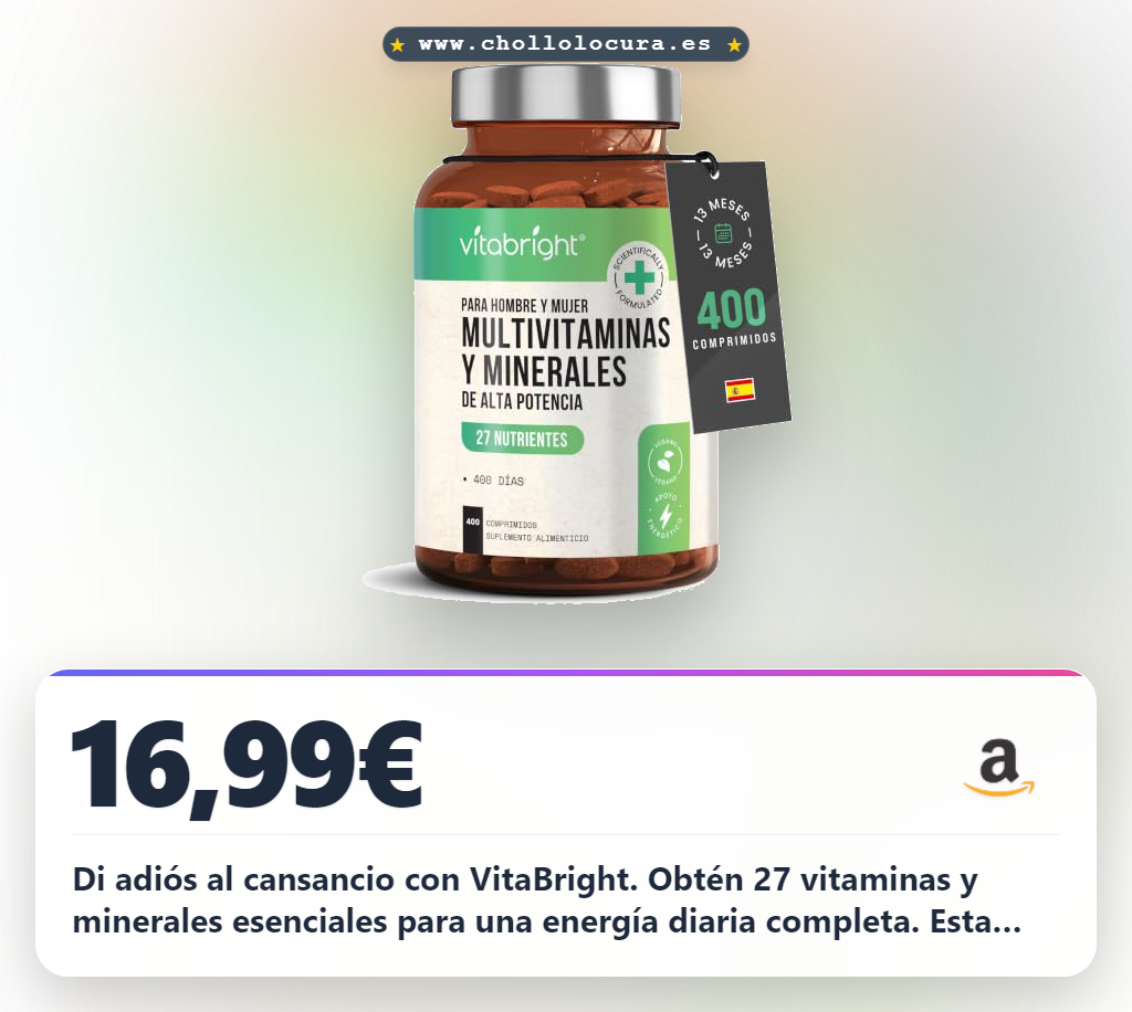 Aprovecha el multivitamínico VitaBright para hombre y mujer con 27 vitaminas y minerales en oferta histórica