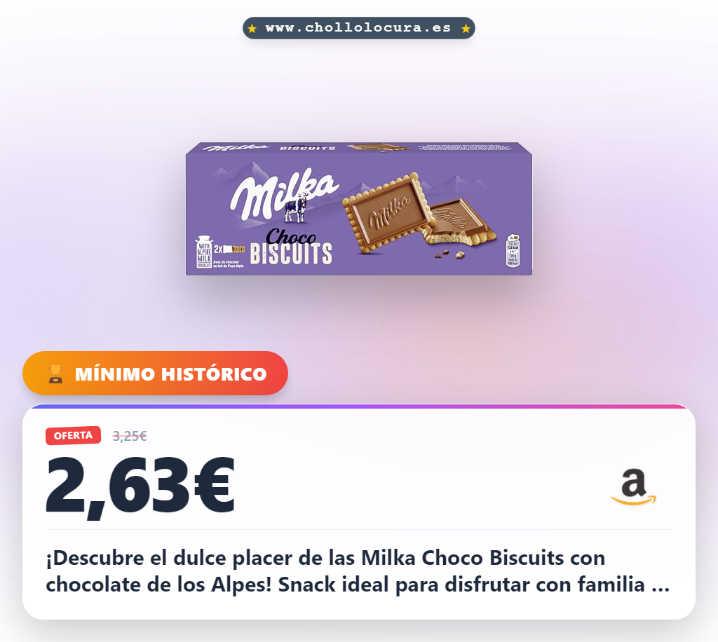 ¡Descubre el dulce placer de las Milka Choco Biscuits con chocolate de los Alpes: snack ideal para disfrutar con familia y amigos!