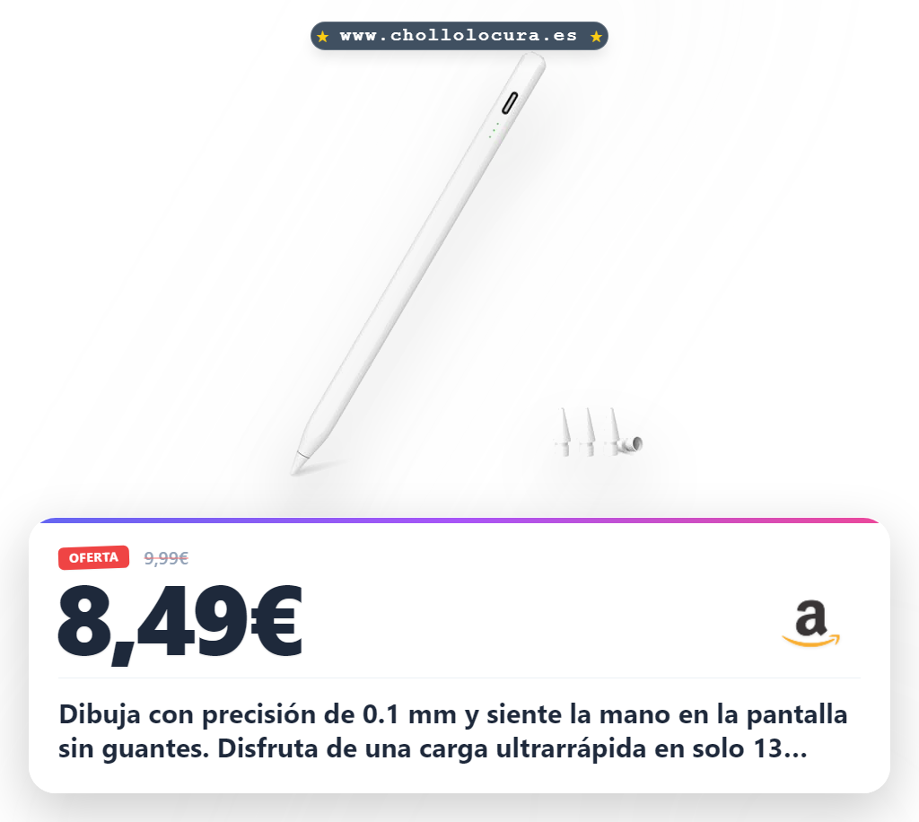 Consigue el lápiz magnético Palma Precision para iPad 2018-2026 con carga rápida y precisión 0.1 mm al mejor precio