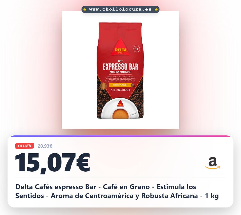 Delta Cafés espresso Bar - Café en Grano - Estimula los Sentidos - Aroma de Centroamérica y Robusta Africana - 1 kg