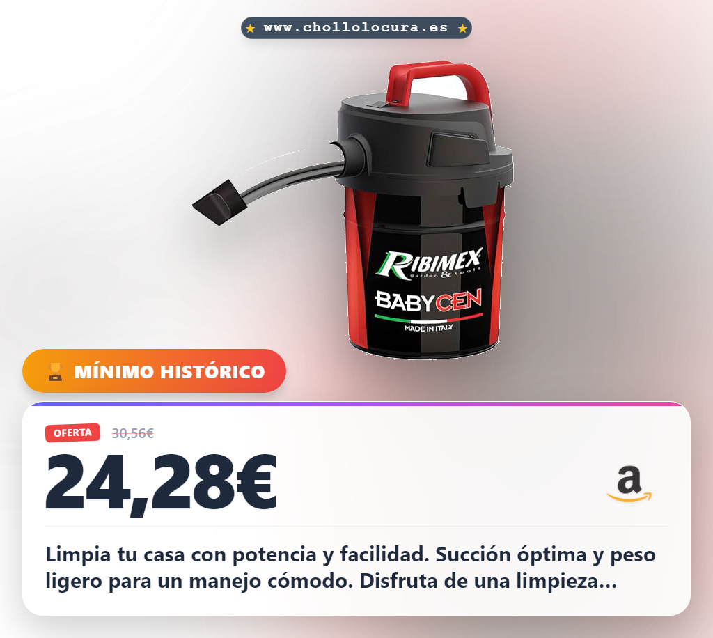 Aprovecha el aspirador de cenizas Ribimex Babycent con succión potente y filtros HEPA a precio de chollo