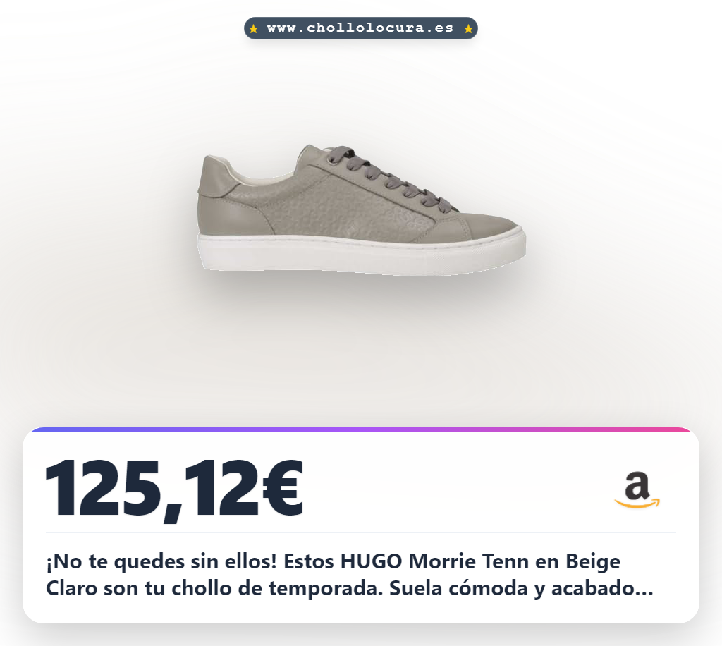 ¡No te quedes sin ellos! Estos HUGO Morrie Tenn en Beige Claro son tu chollo de temporada. Suela cómoda y acabado sintético premium. ¡Cómpralos ya! Talla 37 EU.