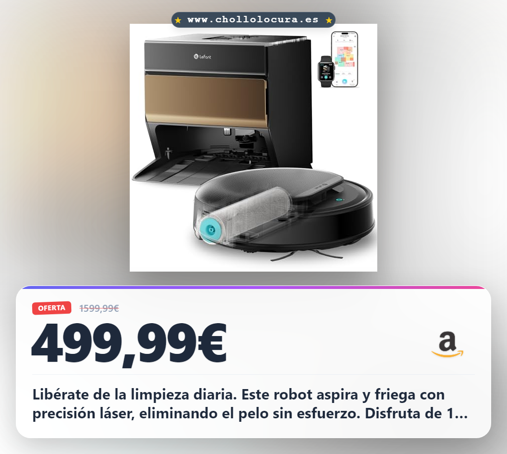 Aprovecha este robot aspirador y fregasuelos Lefant M5 Pro con base de autovaciado y navegación láser en oferta