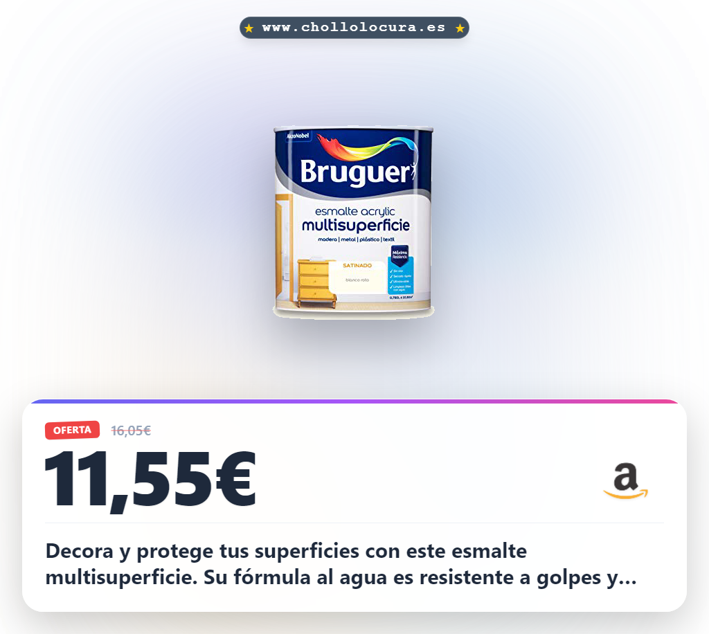 Descubre el esmalte al agua satinado blanco de Bruguer para proteger madera y metal. Máxima resistencia y secado rápido en oferta