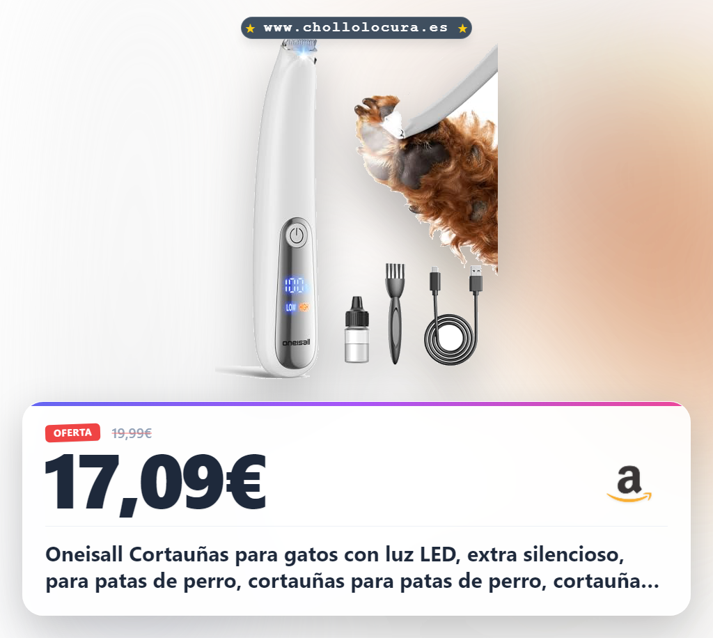 Oneisall Cortauñas para gatos con luz LED, extra silencioso, para patas de perro, cortauñas para patas de perro, cortauñas para patas de gato, cortadora de uñas para gatos, Paw Trim Pro Dr. para patas
