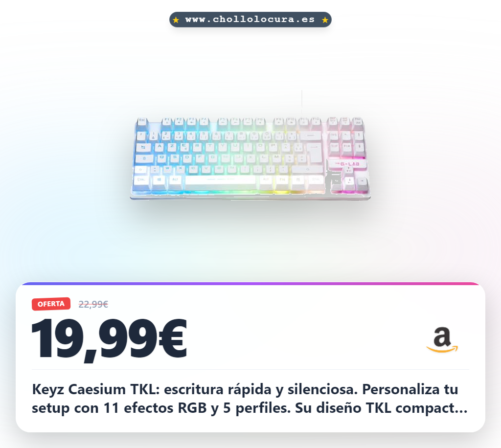 Consigue el teclado gamer Keyz Caesium TKL. Disfruta de su diseño silencioso, compacto y RGB personalizable con macros.
