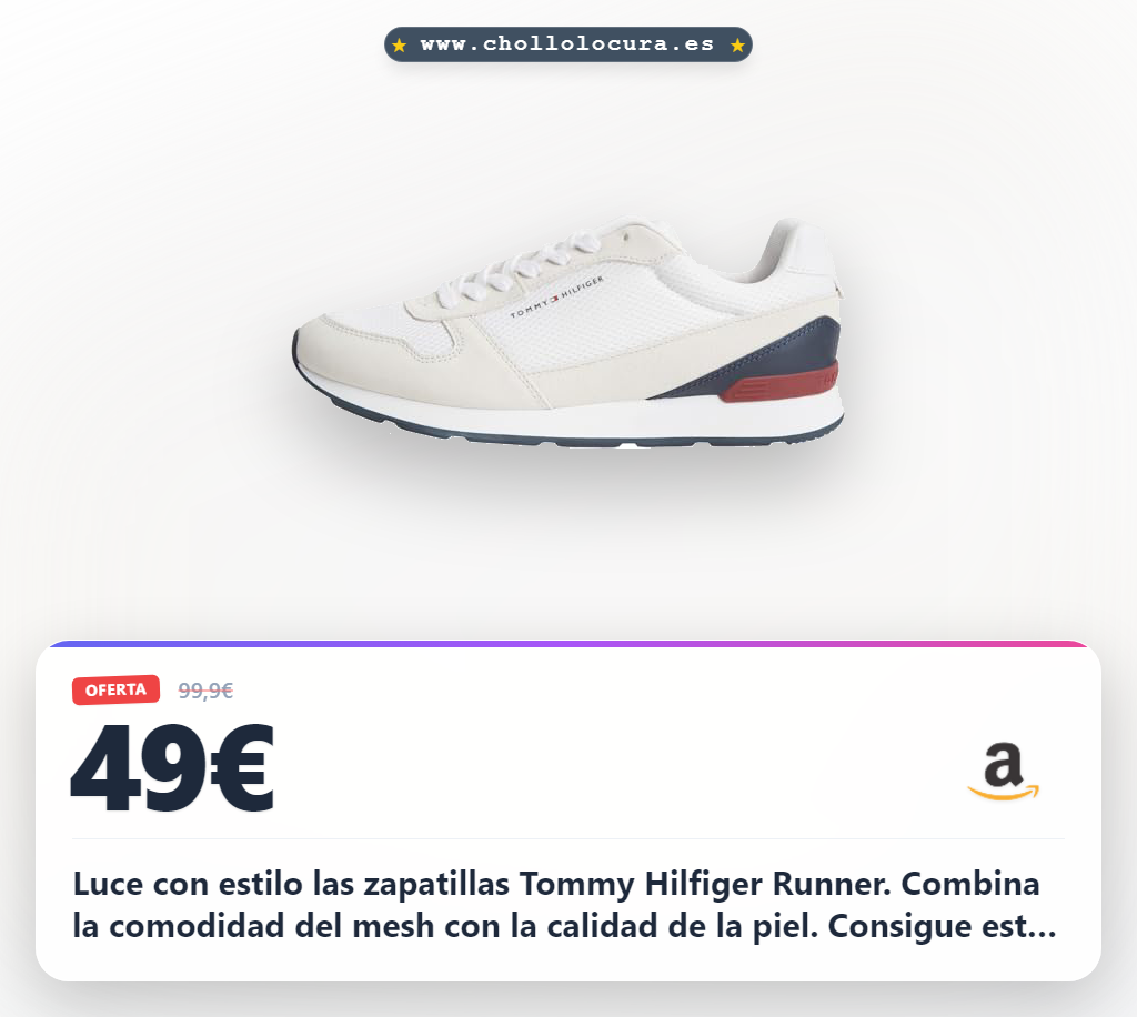 Llévate las zapatillas Tommy Hilfiger Runner Hombre Talla 43 de Piel al mejor precio de chollo