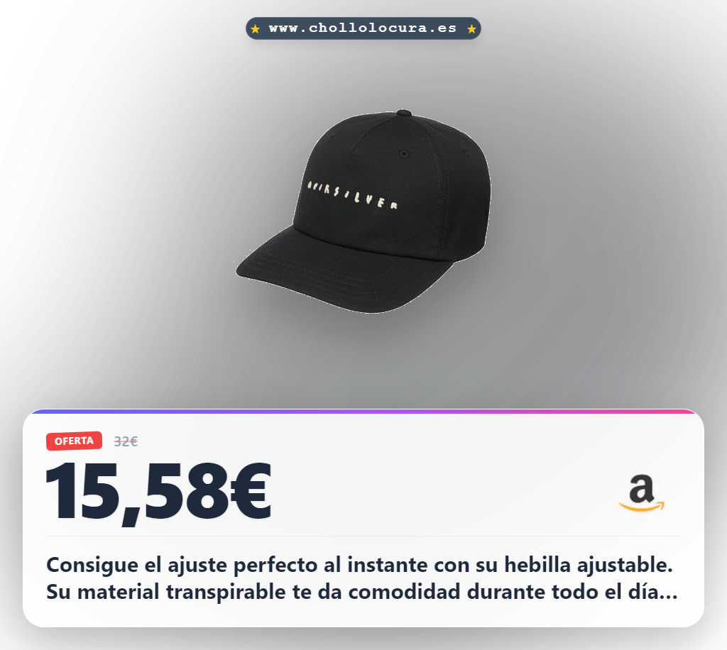 Compra la gorra Quiksilver Snapback negra con hebilla ajustable y duradera al mejor precio del año.