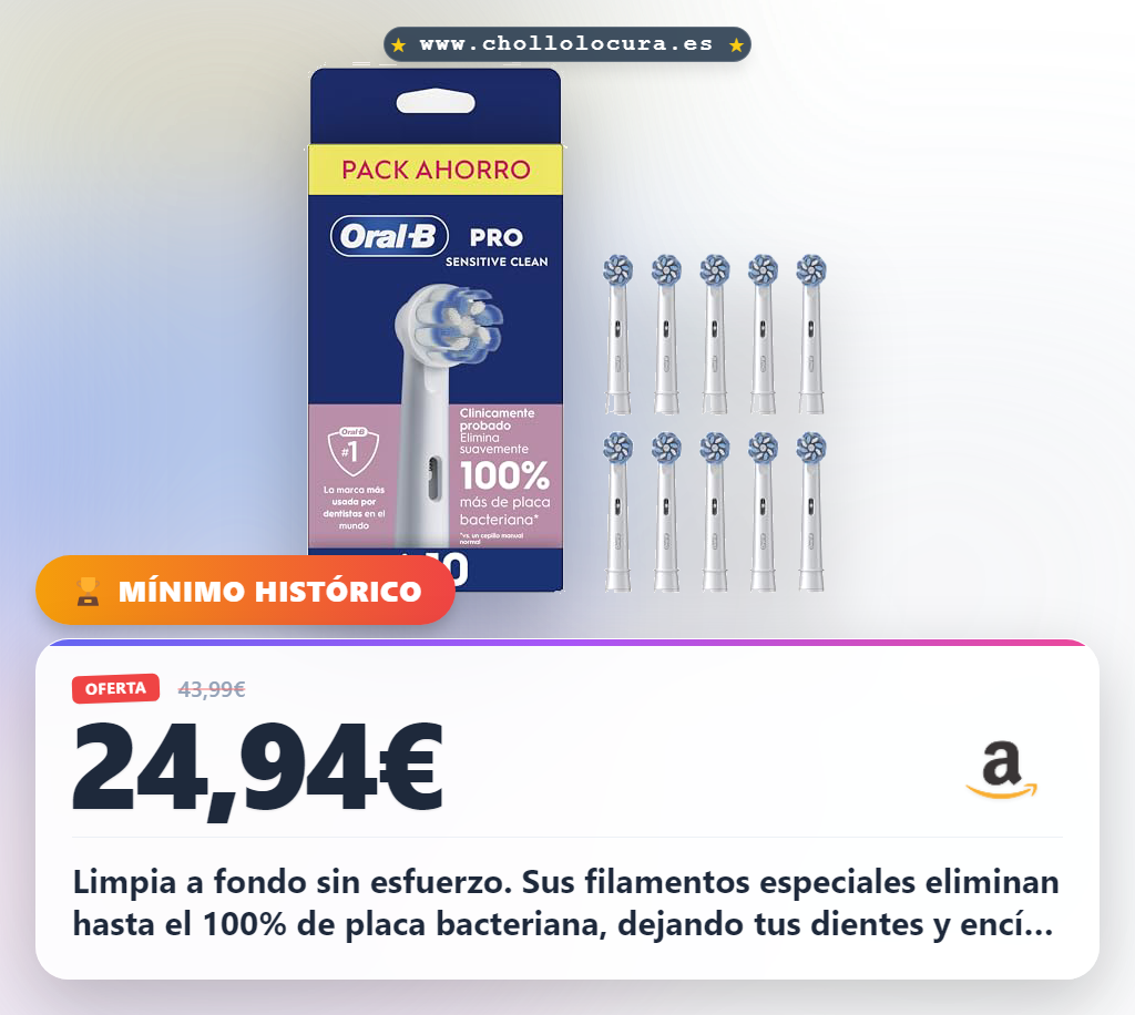 Aprovecha los cabezales de recambio originales Oral-B Sensitive Clean con filamentos X en oferta histórica