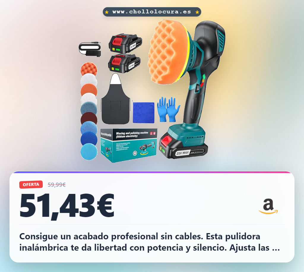 Aprovecha la pulidora coche inalámbrica orbital con 6 velocidades para eliminar arañazos y renovar pintura al mejor precio