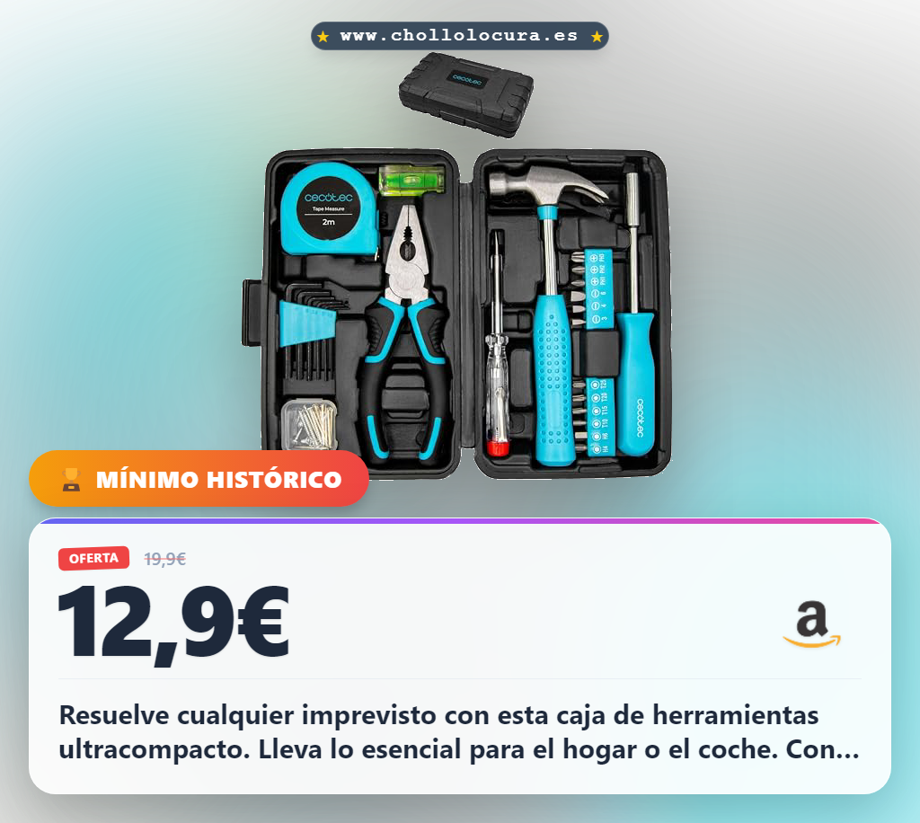 Consigue la Caja Herramientas Cecotec 68 piezas en estuche ultracompacto y portátil. Organiza tu hogar y coche al mejor precio.