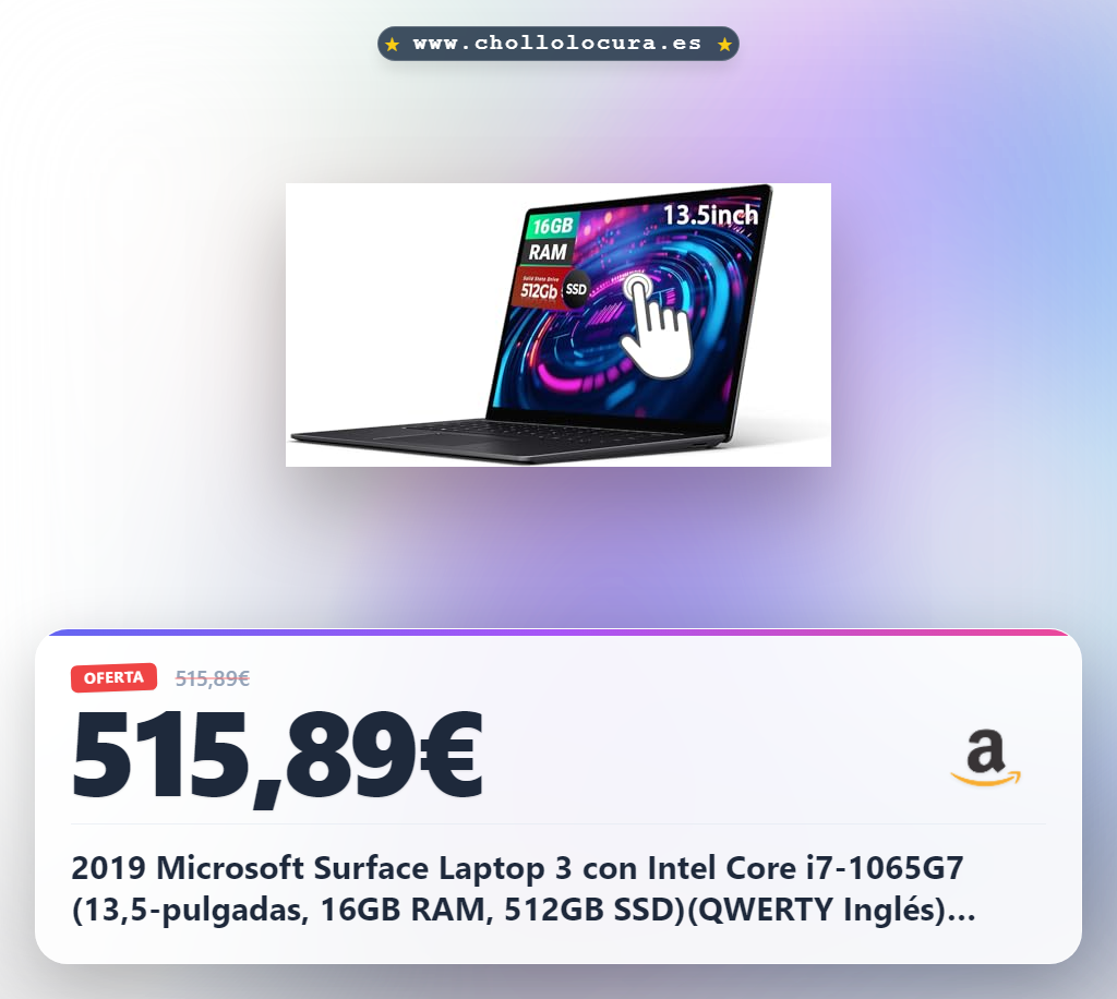 2019 Microsoft Surface Laptop 3 con Intel Core i7-1065G7 (13,5-pulgadas, 16GB RAM, 512GB SSD)(QWERTY Inglés) Negro (Reacondicionado)