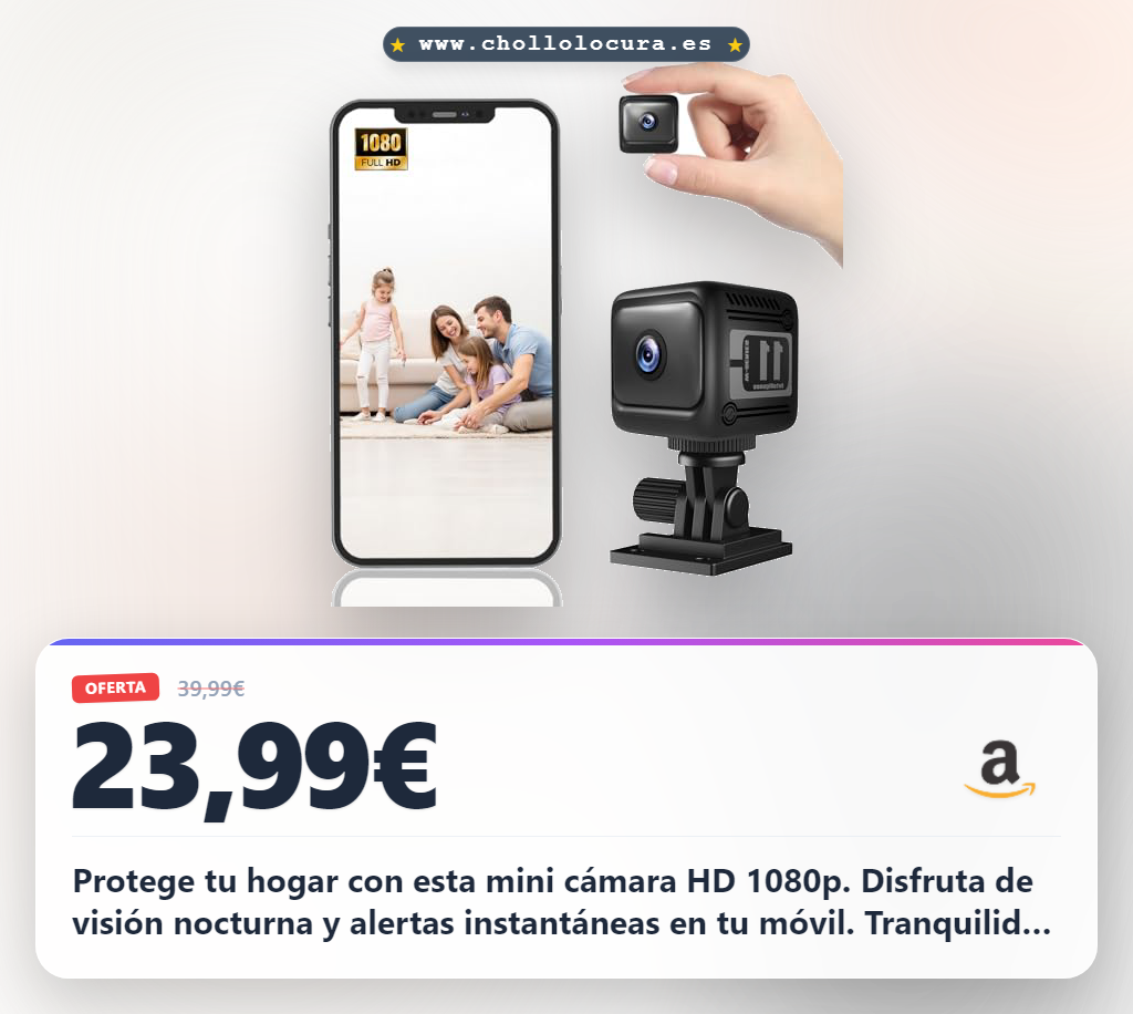 Llévate la Mini Cámara Espía HD 1080P Wi-Fi con detección de movimiento y visión nocturna a precio de chollo