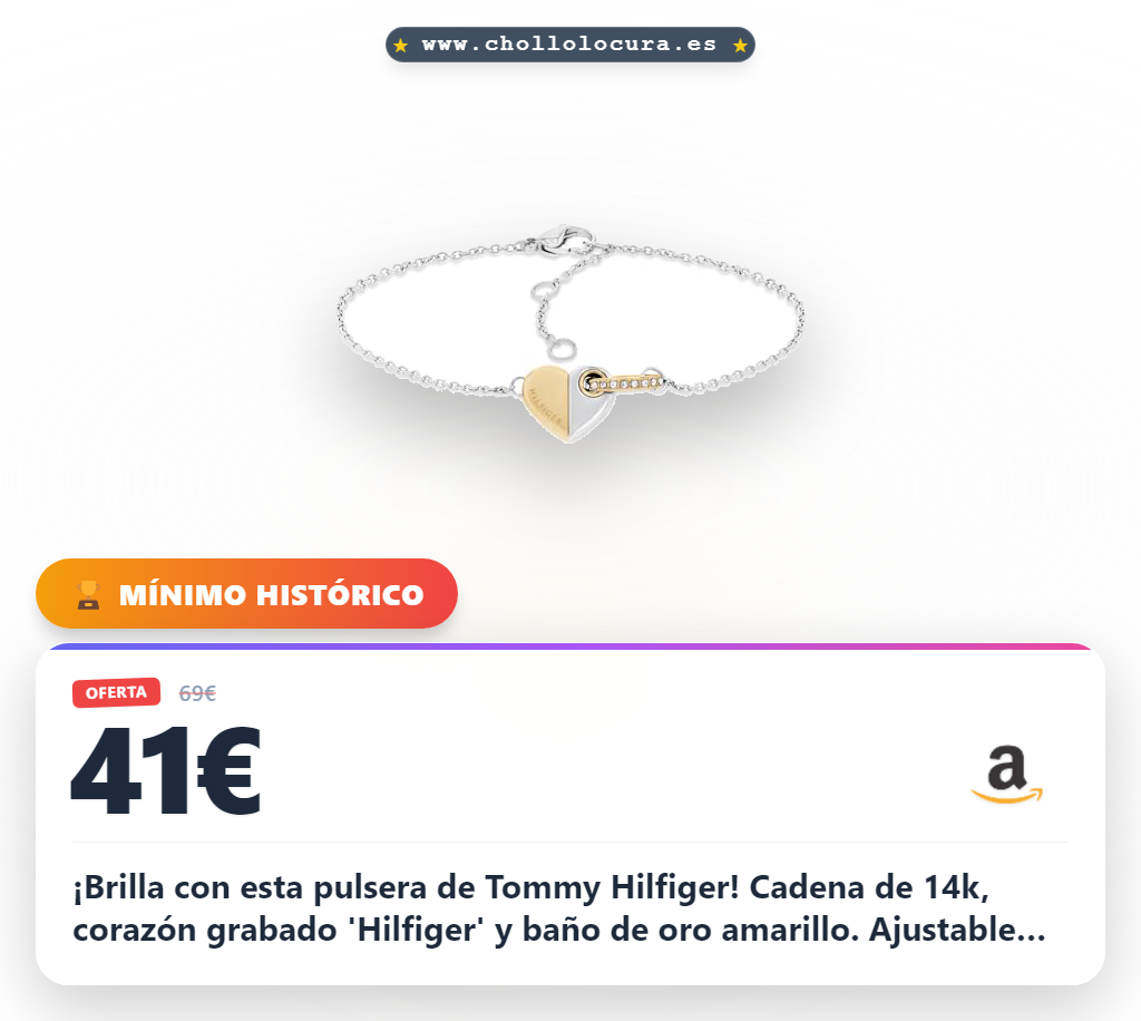Tommy Hilfiger Jewelry Pulsera de Cadena para Mujer con un Charm de Corazón - 2780880