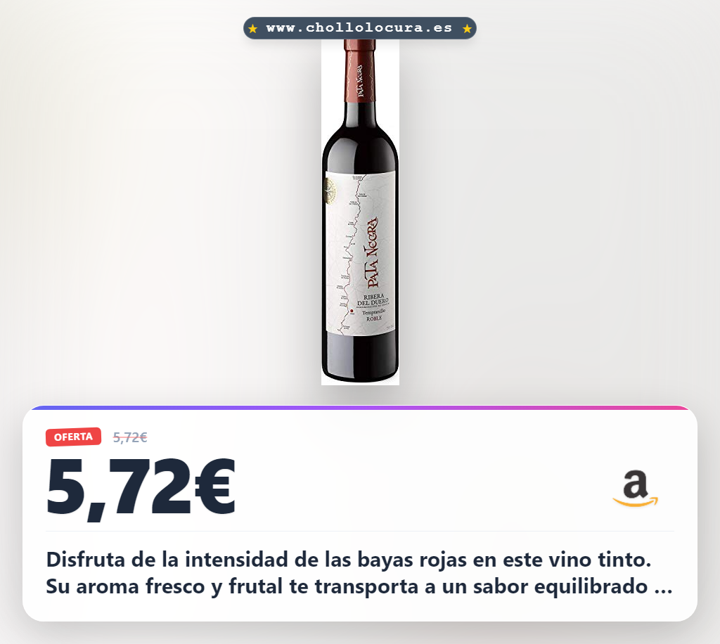 Aprovecha la Pata Negra Ribera del Duero Vino Tinto 750ml con sabor afrutado intenso y taninos sedosos