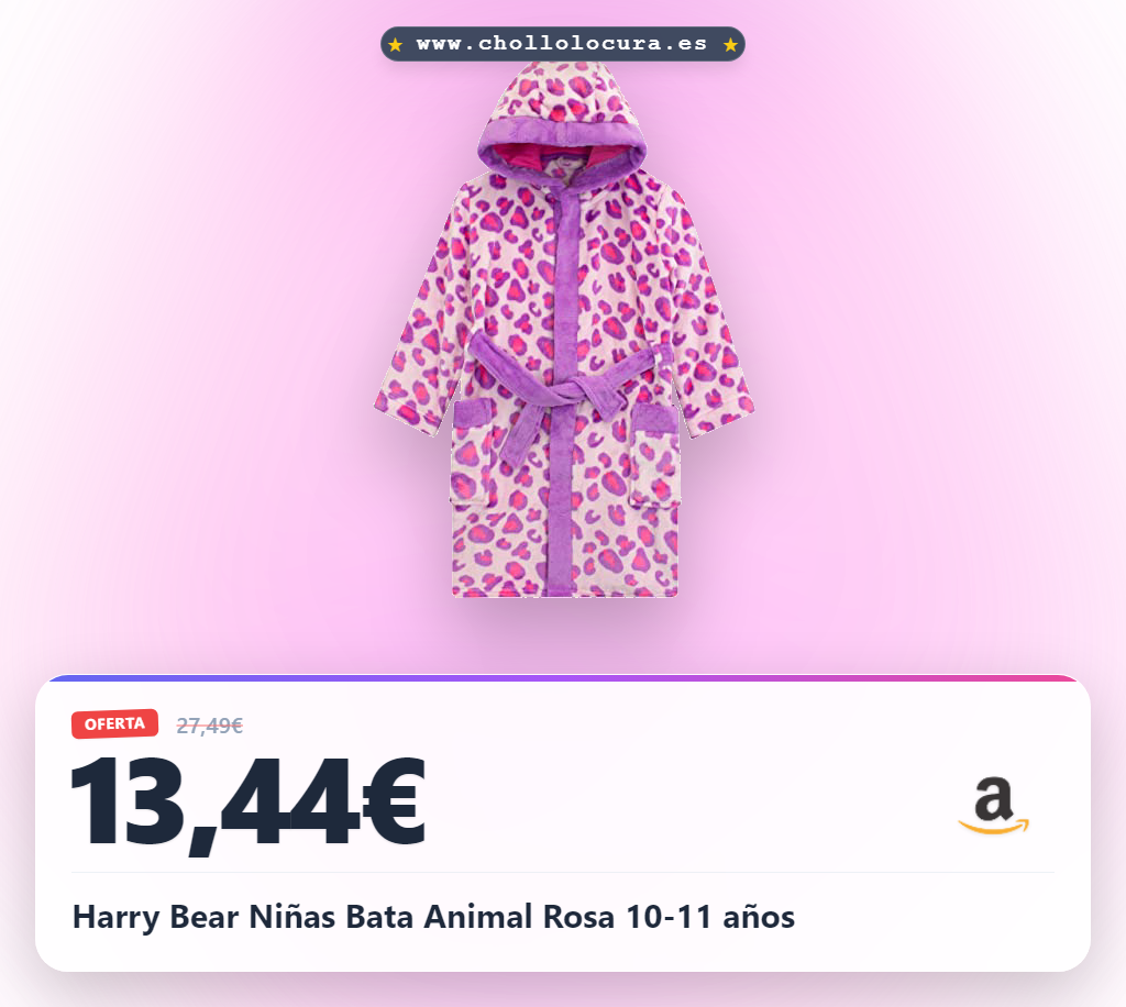 Harry Bear Niñas Bata Animal Rosa 10-11 años