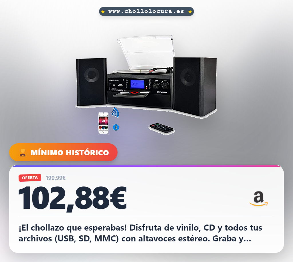 Descubre el tocadiscos Bluetooth multifuncional: reproduce vinilo, CD, cassette y USB con altavoces estéreo al mejor precio.