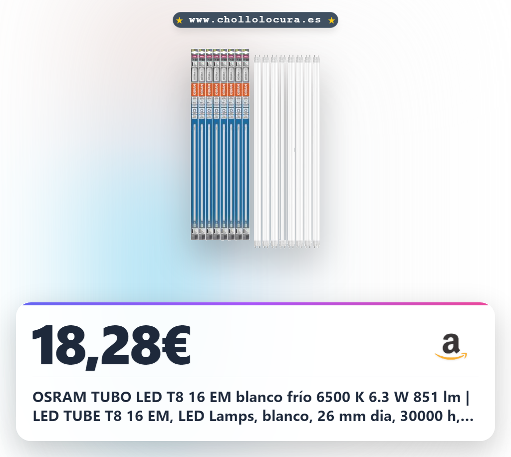 Descubre el Tubo LED T8 OSRAM blanco frío 6500 K (Paquete de 8) con alta eficiencia al mejor precio