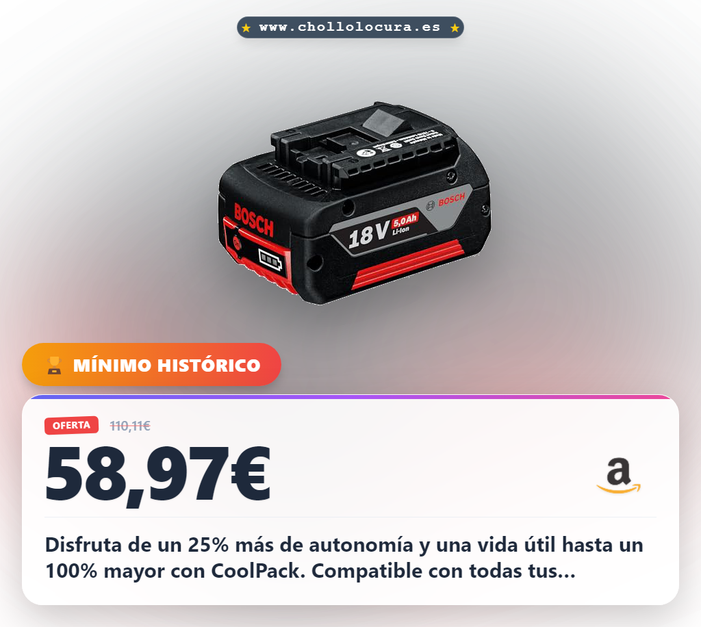 Aprovecha la batería Bosch GBA 18V 5.0Ah con tecnología CoolPack y 25% más autonomía