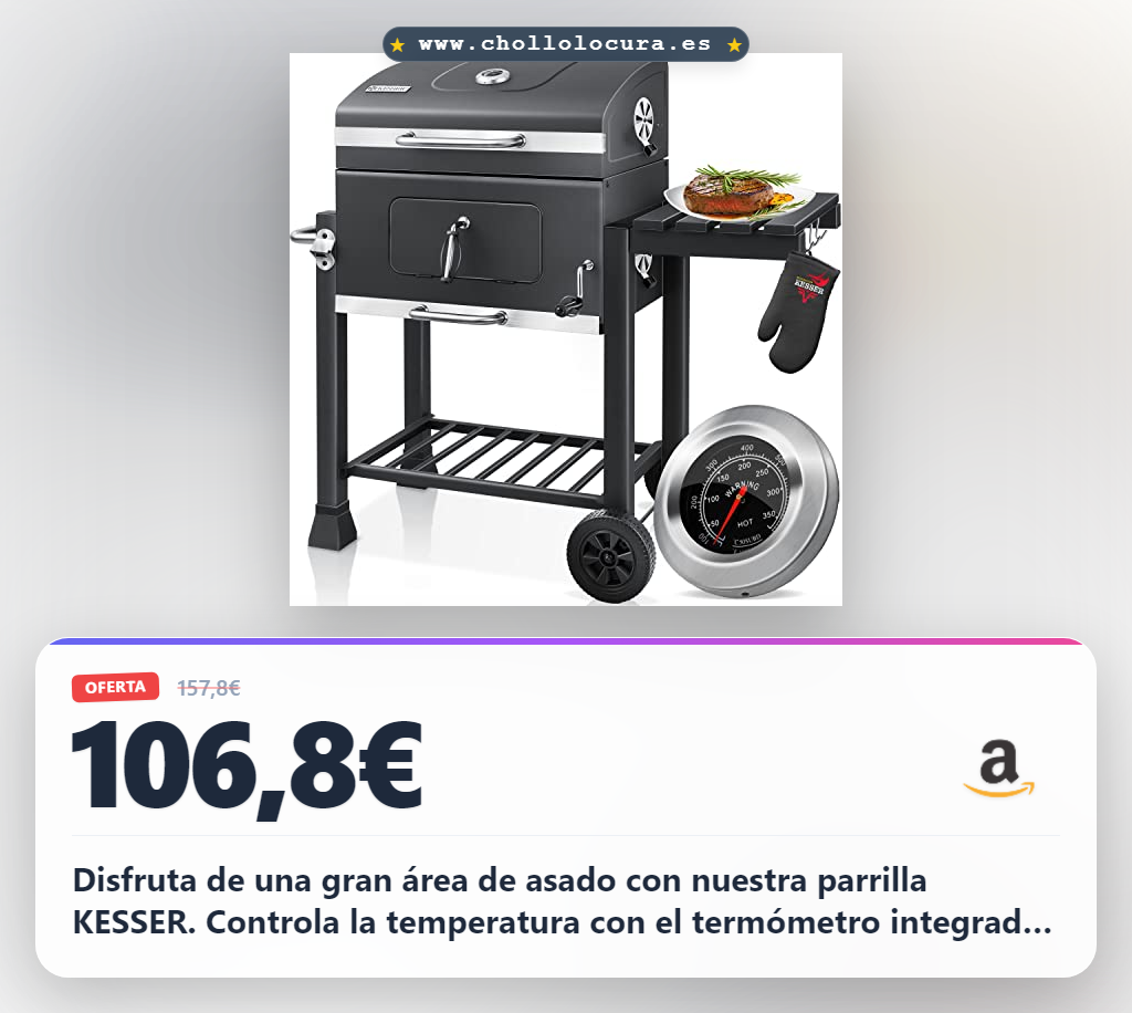 Aprovecha la parrilla de carbón KESSER con carrito grill y termómetro para tu BBQ en el jardín al mejor precio