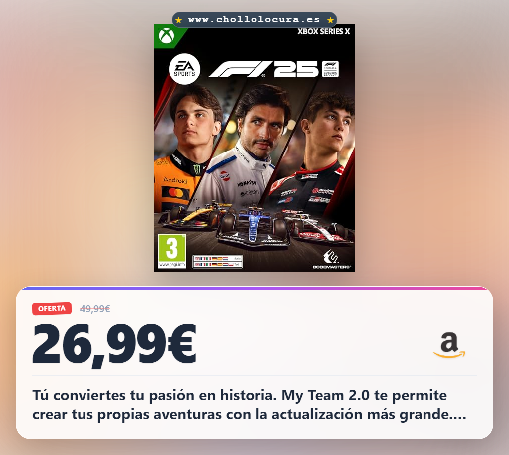 F1 25 Standard Edition XBOX Series X - disco | Videojuegos | Castellano
