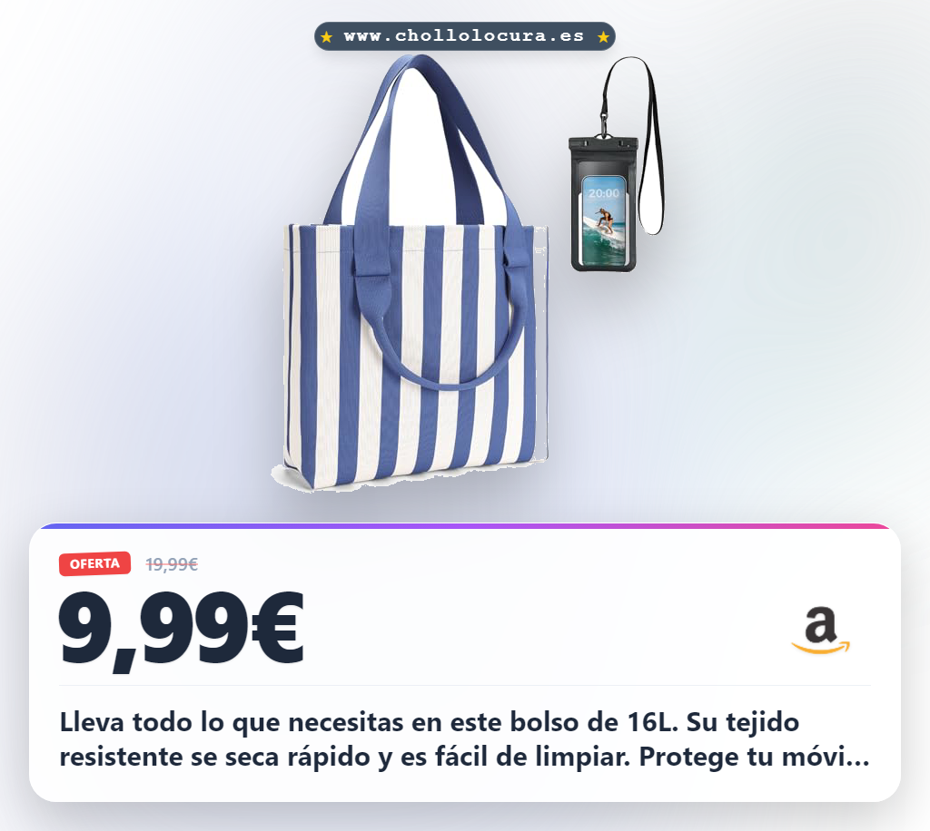 Consigue este bolso de playa para mujer de 16L con bolsillo impermeable IPX8 y tejido de punto resistente al mejor precio