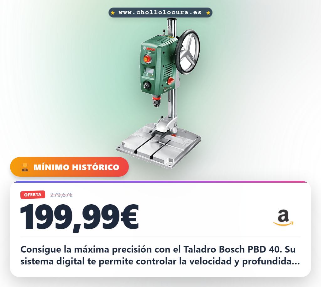Consigue el taladro de columna Bosch PBD 40 con sistema digital y precisión en oferta histórica