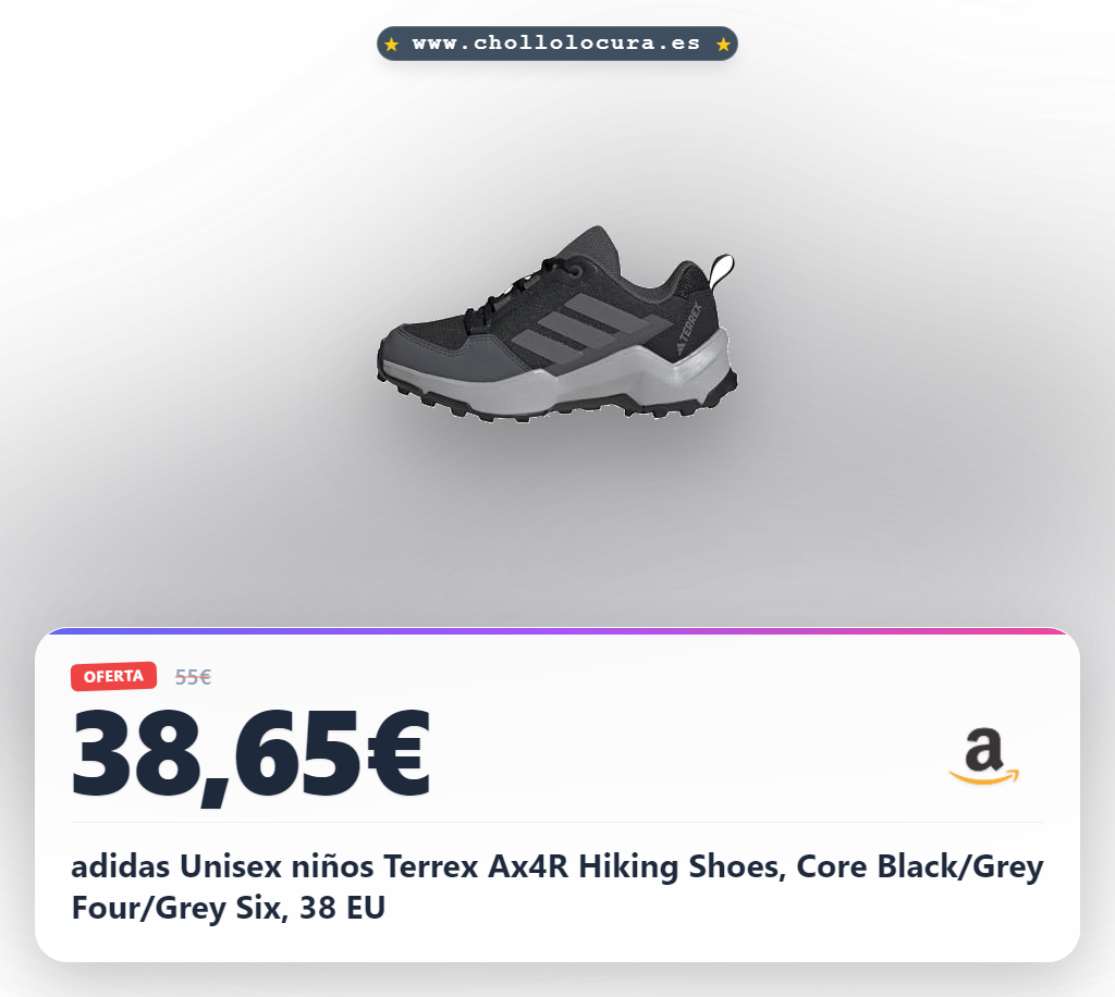 adidas Unisex niños Terrex Ax4R Hiking Shoes, Core Black/Grey Four/Grey Six, 38 EU