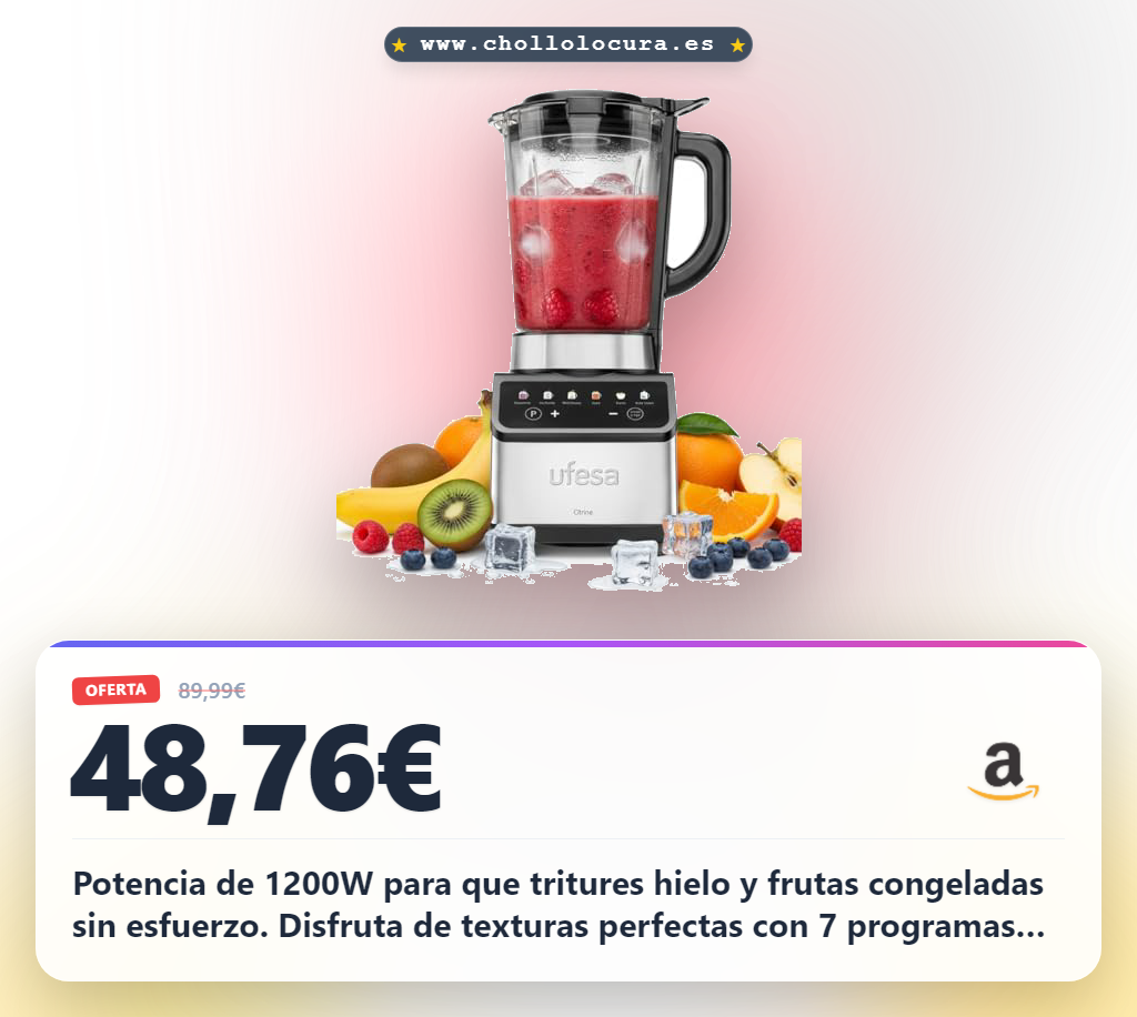 Aprovecha la Batidora de Vaso Ufesa 1200W: tritura hielo y haz smoothies con jarra de cristal en oferta histórica