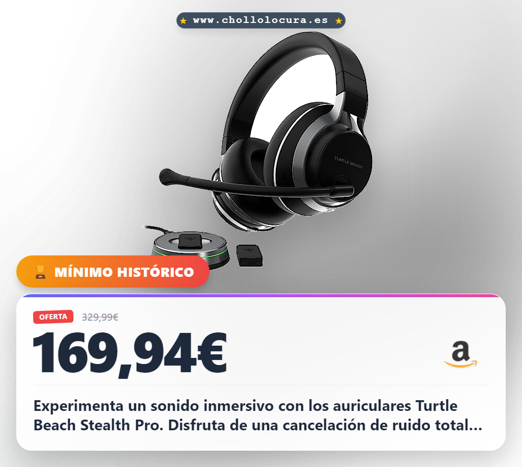 Consigue auriculares gaming Turtle Beach Stealth Pro con cancelación de ruido y sonido espacial al mejor precio
