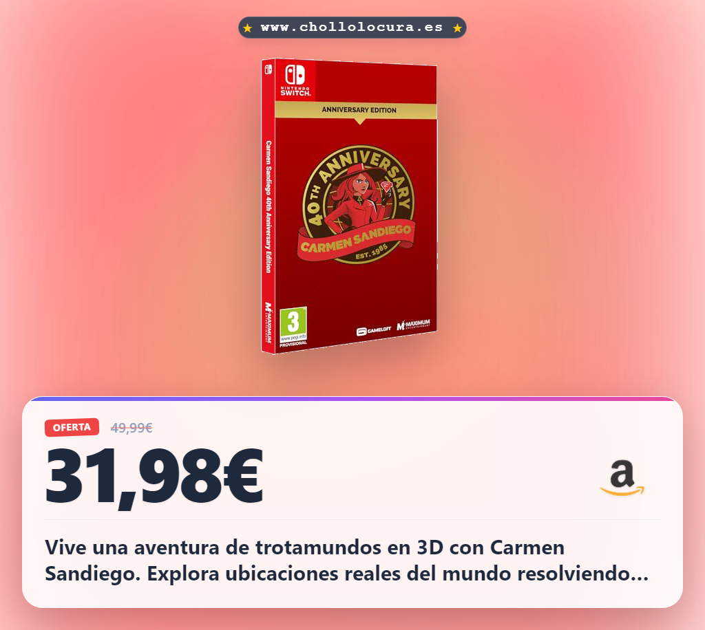 Encuentra la Edición Deluxe de Carmen Sandiego 40 años con aventura inmersiva y mundo 3D a precio de chollo