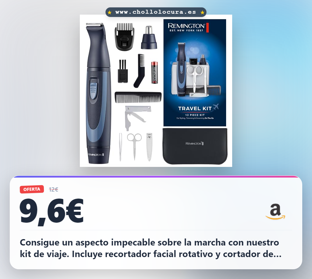 Consigue el kit de viaje de 13 componentes para cuidado masculino con recortador facial y cortador de precisión