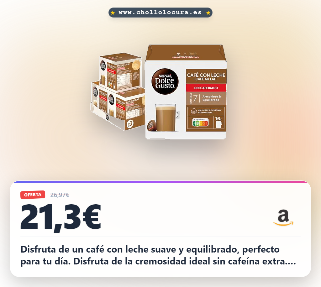 Aprovecha el Café con Leche Descafeinado Nescafé Dolce Gusto con 90 cápsulas al mejor precio de oferta