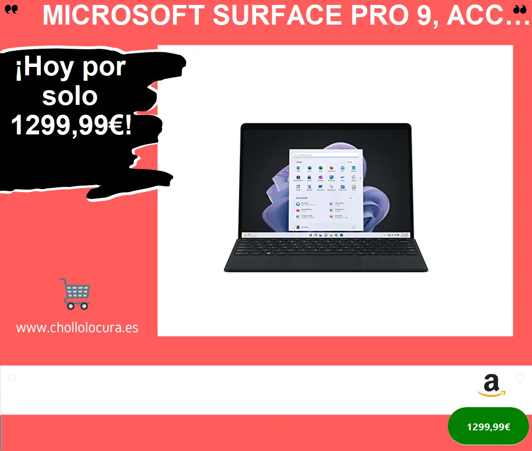 Microsoft Surface Pro 9, Accionado por Intel EVO. 12º Generación Intel Core i7-1255U, 16 GB RAM, 256 GB SSD con Iris Xe Graphics y Windows 11, Negro