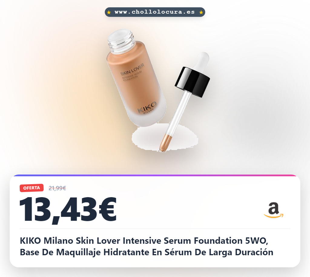 KIKO Milano Skin Lover Intensive Serum Foundation 5WO, Base De Maquillaje Hidratante En Sérum De Larga Duración