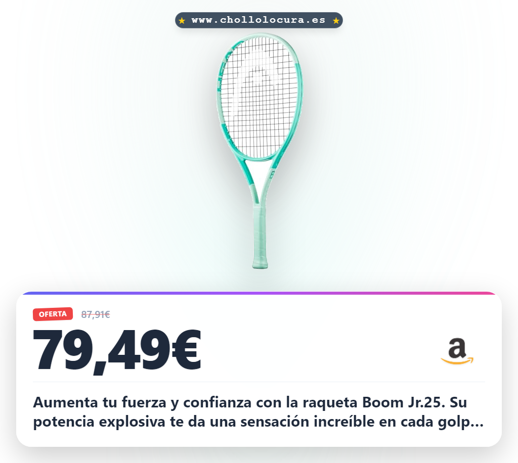 Disfruta de la potencia con la raqueta unisex HEAD Boom Jr.25 2024. Ideal para niños de 8 a 10 años en oferta.