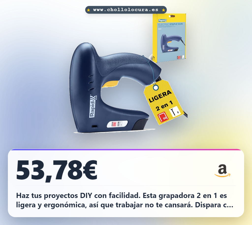 Consigue la grapadora-clavadora eléctrica Rapid E100 2 en 1 para tapicería y bricolaje a precio de chollo