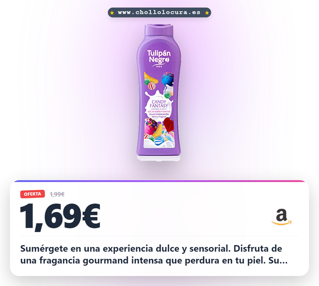 Aprovecha el Gel de Baño Tulipán Negro con fragancia gourmand y fórmula vegana al mejor precio