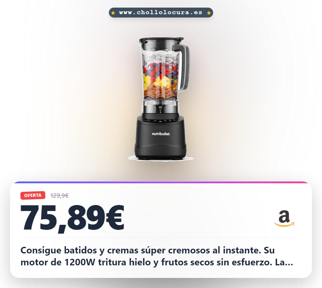 Aprovecha la batidora Nutribullet Power Core 1200W con jarra XL para smoothies y batidos cremosos en oferta