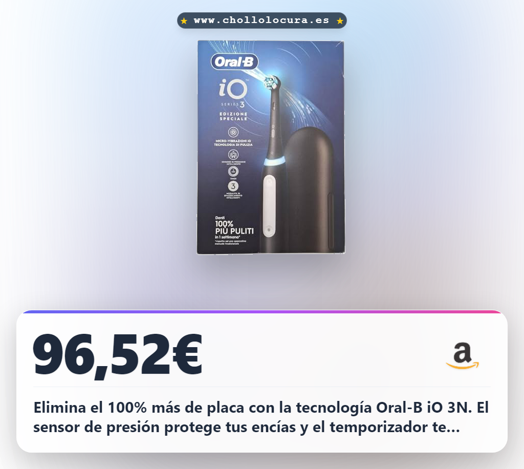 Adquiere el cepillo eléctrico Oral-B iO 3N recargable con cabezal de repuesto y pasta Pro-Repair al mejor precio