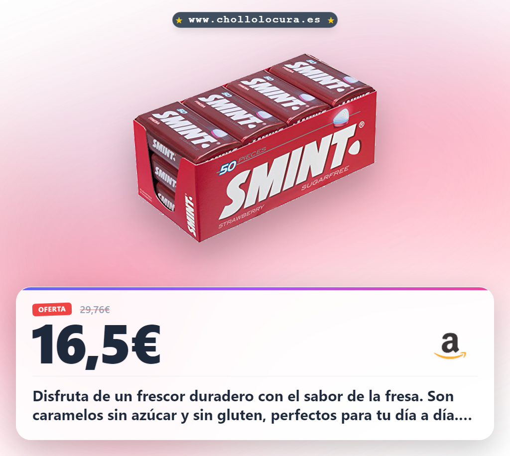 Aprovecha los caramelos Smint Tin de fresa sin azúcar en oferta y disfruta del sabor a precio de chollo