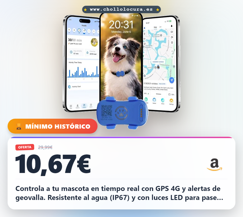 Aprovecha el localizador GPS 4G para perros con alertas de geovalla y luces LED al mejor precio