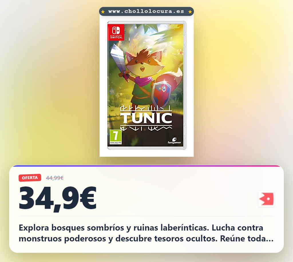 Aprovecha TUNIC Switch para Nintendo Switch: Explora bosques sombríos y lucha contra monstruos en oferta