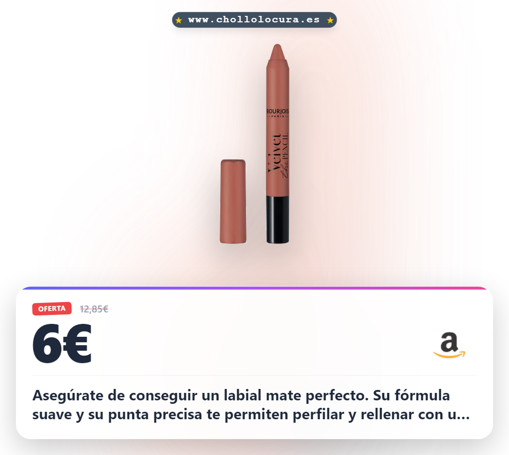 Obtén el Pintalabios Bourjois Velvet Tono 2 Beige: acabado mate intenso, larga duración y precisión jumbo en oferta