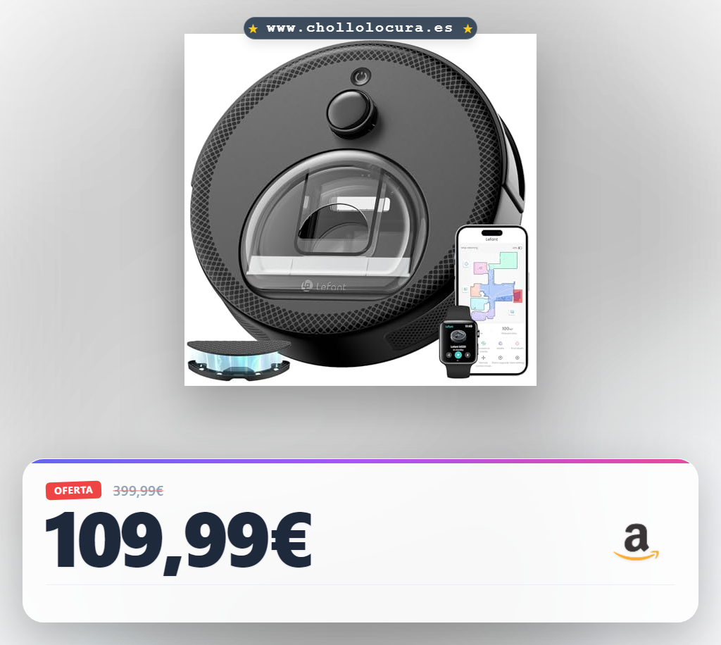 Lefant M330 Robot Aspirador y Fregasuelos con Mapeo 3 en 1, 5000Pa de Succión, 150min, Navegación dToF, Evitación de Obstáculos PSD 190°, Alexa/App/i Watch, Ideal para Pelo de Mascotas y Alfombras