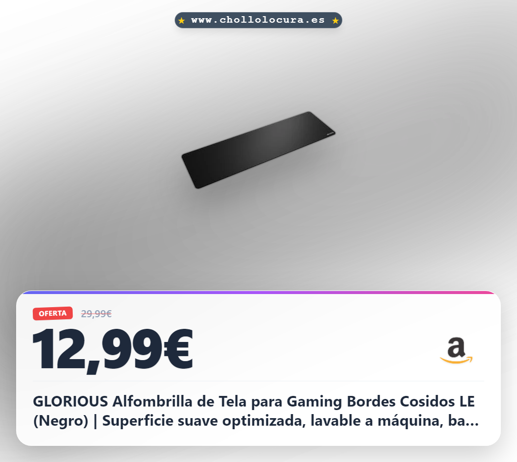 GLORIOUS Alfombrilla de Tela para Gaming Bordes Cosidos LE (Negro) | Superficie suave optimizada, lavable a máquina, base de goma antideslizante para velocidad, control alto, suma precisión