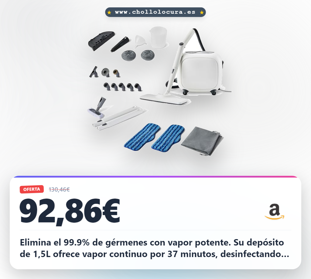 Encuentra el limpiador a vapor multiusos Amazon Basics de 1500W con 22 accesorios para una limpieza profunda al mejor precio