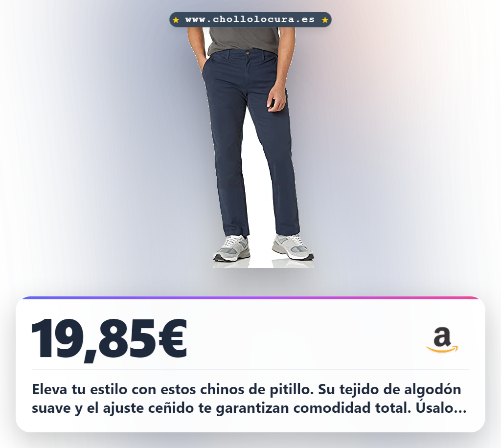 Aprovecha los pantalones chinos de pitillo Amazon Essentials en azul marino oscuro al mejor precio