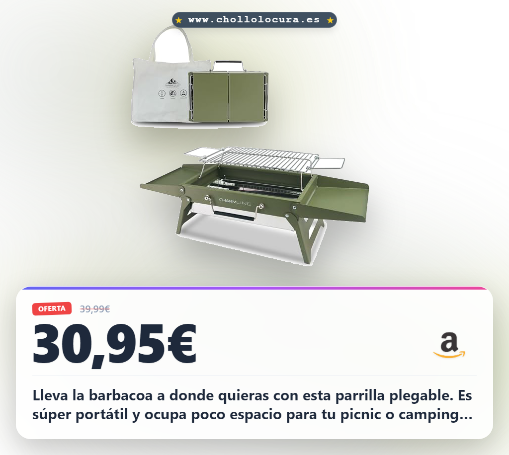 Aprovecha la barbacoa portátil plegable de carbón para camping y picnic en oferta histórica para 3 personas
