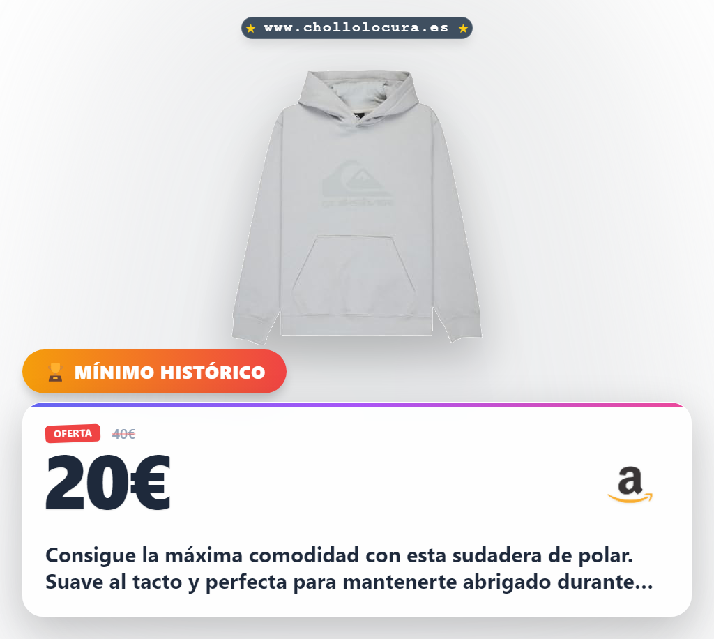 Consigue sudadera Quiksilver con forro polar y capucha para niños de 8 a 16 años al mejor precio